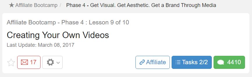 Affiliate Bootcamp第四階段，第九個課程（製作視頻）