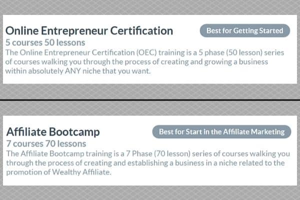 OEC整整比Affiliate Bootcamp少了二十堂課。