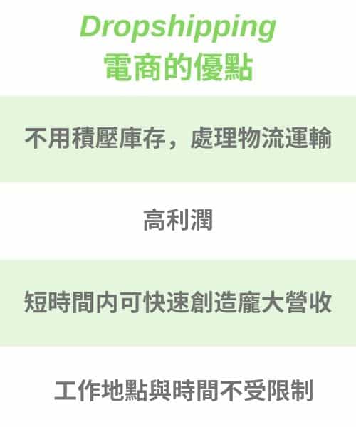 Dropshipping 電商的優點