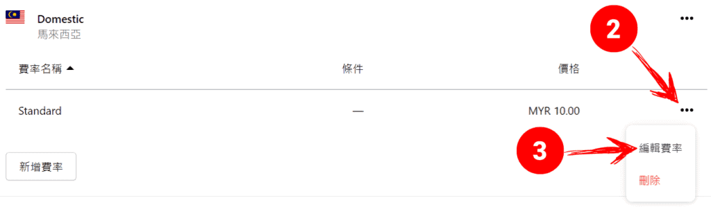 免運費設定（Domestic 自己的國家）