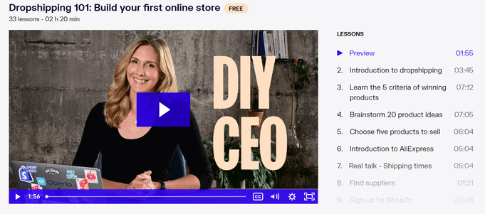 Oberlo 提供的免費 Dropshipping 影片教學