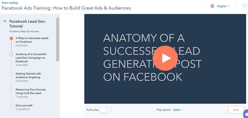 Facebook Ads Training: Course How to Build Great Ads & Audiences [HubSpot]