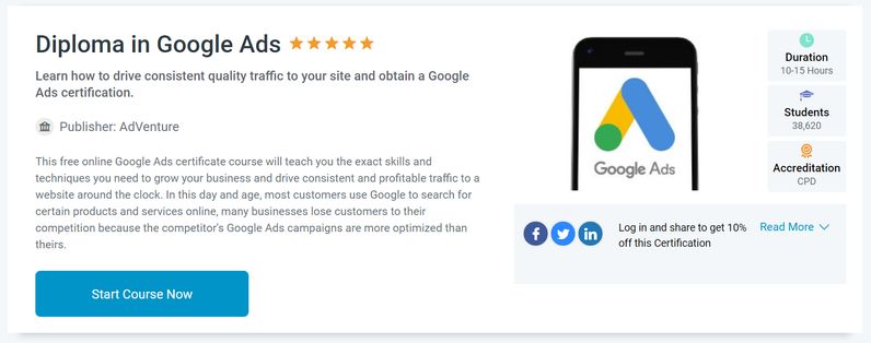Diploma in Google Ads [Alison]