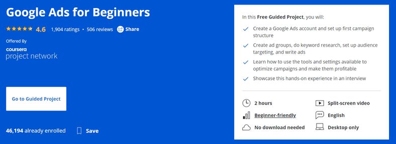 Google Ads for Beginners [Cousera]