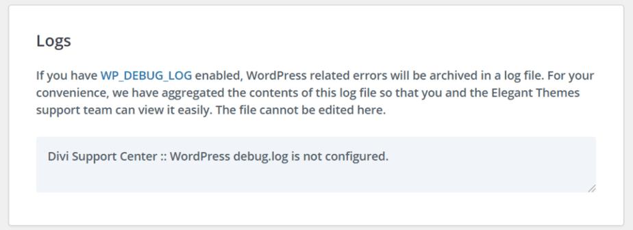  Divi Support Center：Debug Logs（調試記錄）
