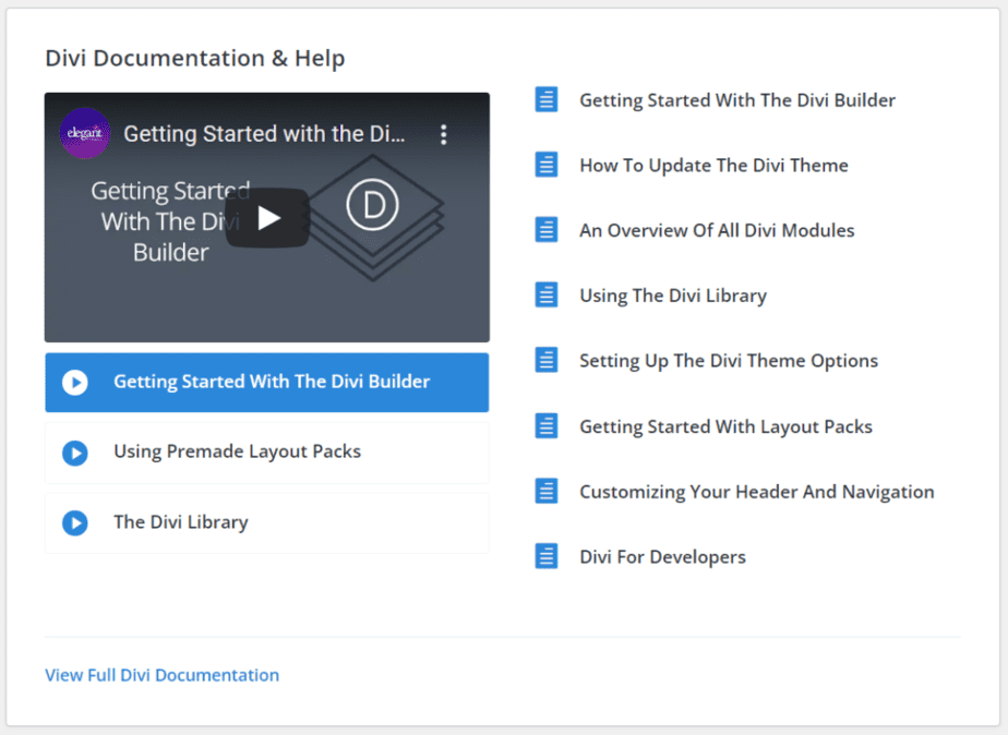Divi Support Center：Documentation & Help（操作教學文章與影片）