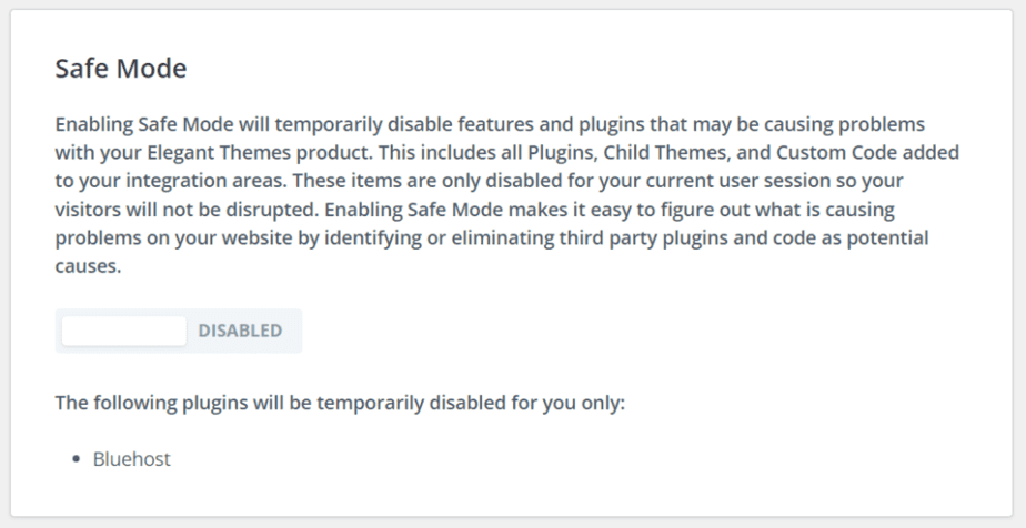 Divi Support Center：Safe Mode（安全模式）