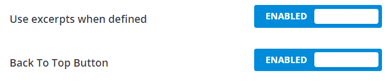 啓用文章摘要功能（Use excerpts when defined） & 回到頂端按鈕（Back To Top Button）