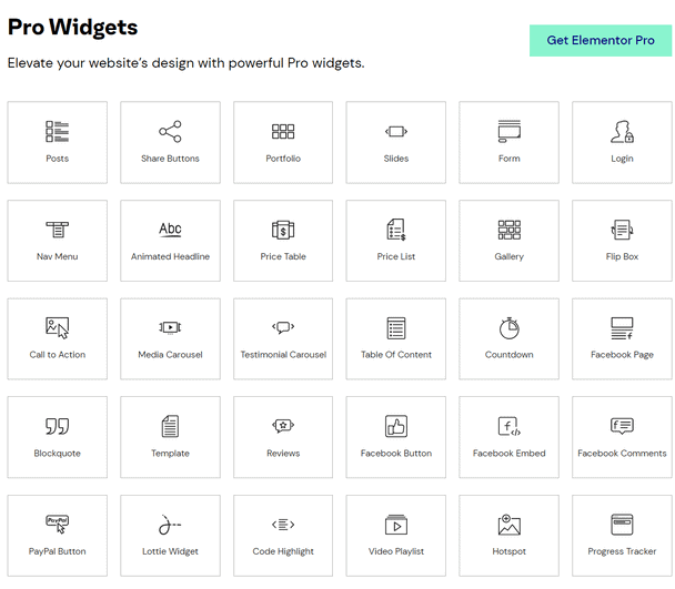 Elementor Pro - Pro Widgets 專業版功能元素