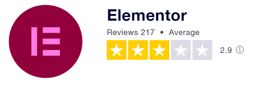 Elementor 的客服在 Trustpilot 上所獲得評價不是很好