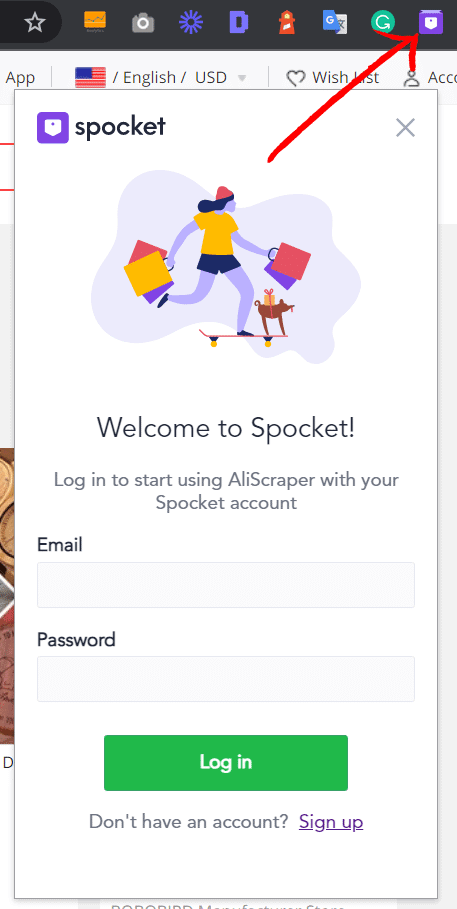 登入到自己的 Spocket 賬號