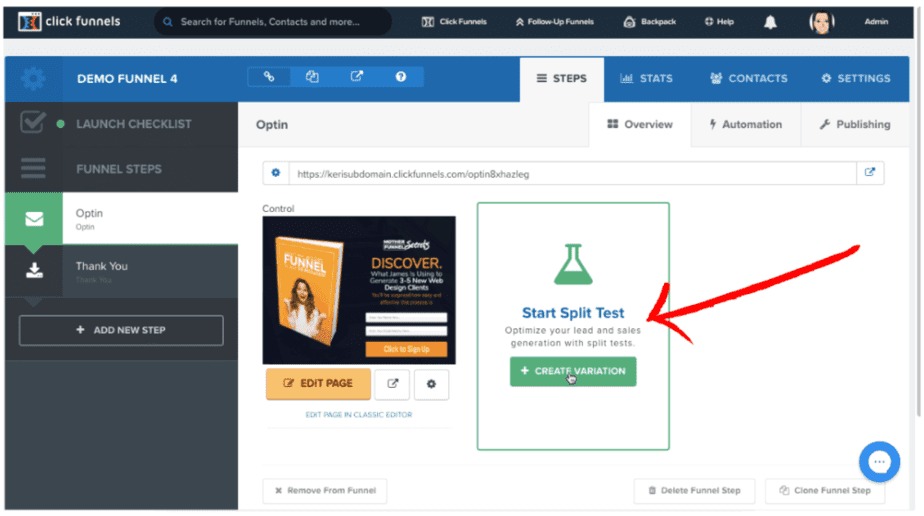 ClickFunnels 的 AB 測試功能