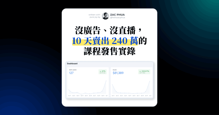沒廣告、沒直播，10 天賣出 240 萬的課程發售實錄